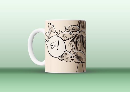 Caneca Aislam "peixes" Branca - Líbero (Pré venda)
