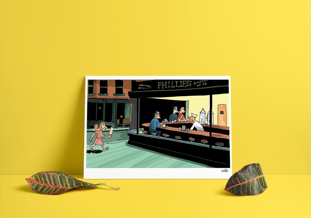 Art Print - Adão Iturrusgarai - Hopper Nighthawks - Z•Stores